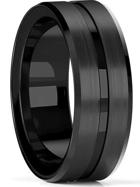 Black Men's Brushed Tungsten Band - Classic Comfort Fit size 9